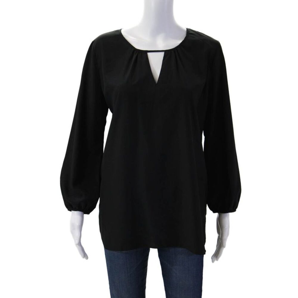 A New York Women Tunic Blouse Black Polyester Round Neck 3/4 Sleeve Size S